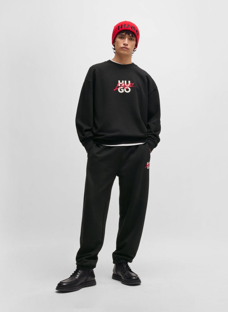 Cotton-terry relaxed-fit sweatshirt with double logo