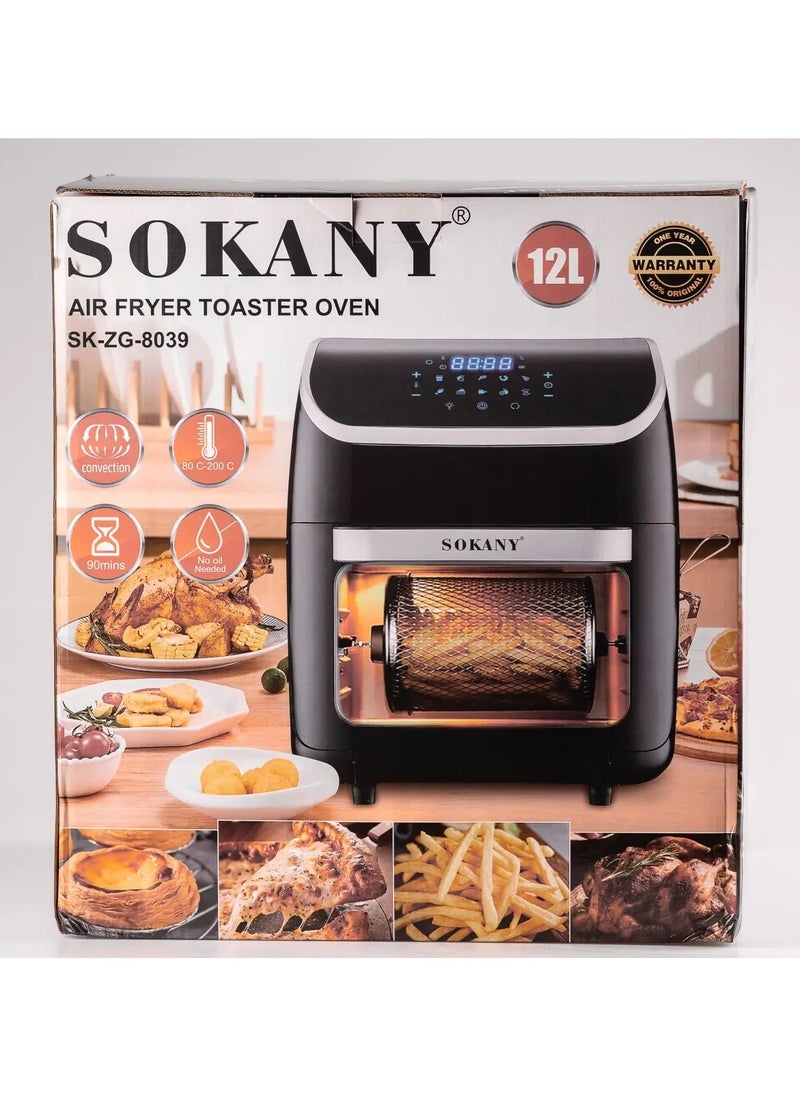 SOKANY SK-ZG-8039 Electric Air Fryer With Overheat Protection, Air Fryer With Touch Control 12L ( 2500W )