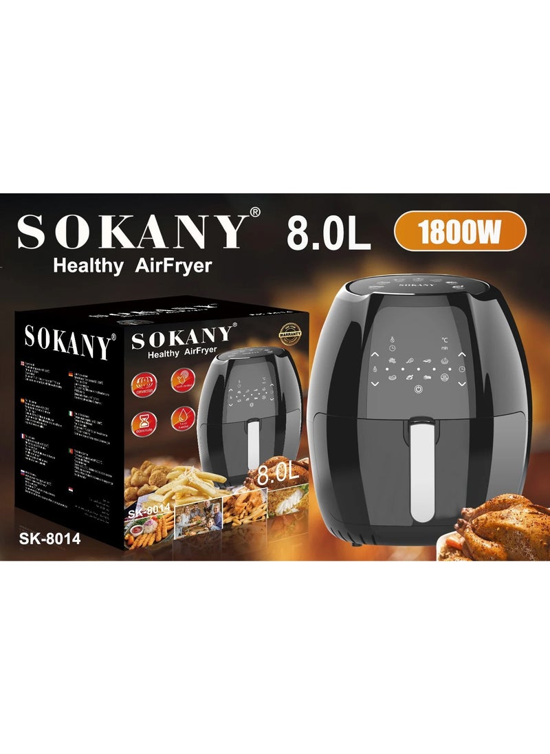 Sokany SK-8014 Digital Air Fryer 8L, Oil Free Healthy Air Frying Pan with Digital Touch 1800 Watt