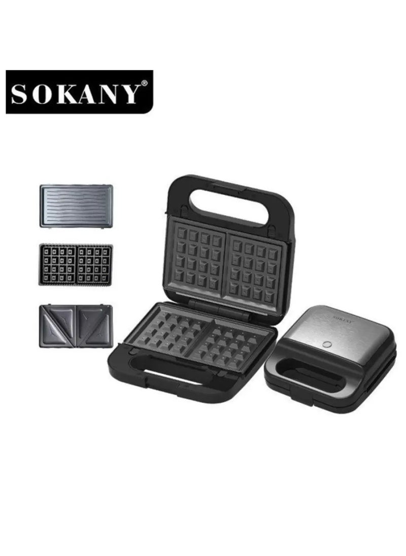 Multimaker 3 in 1 SOKANY SK-08078 waffle maker for Belgian waffles, sandwich maker 1200W