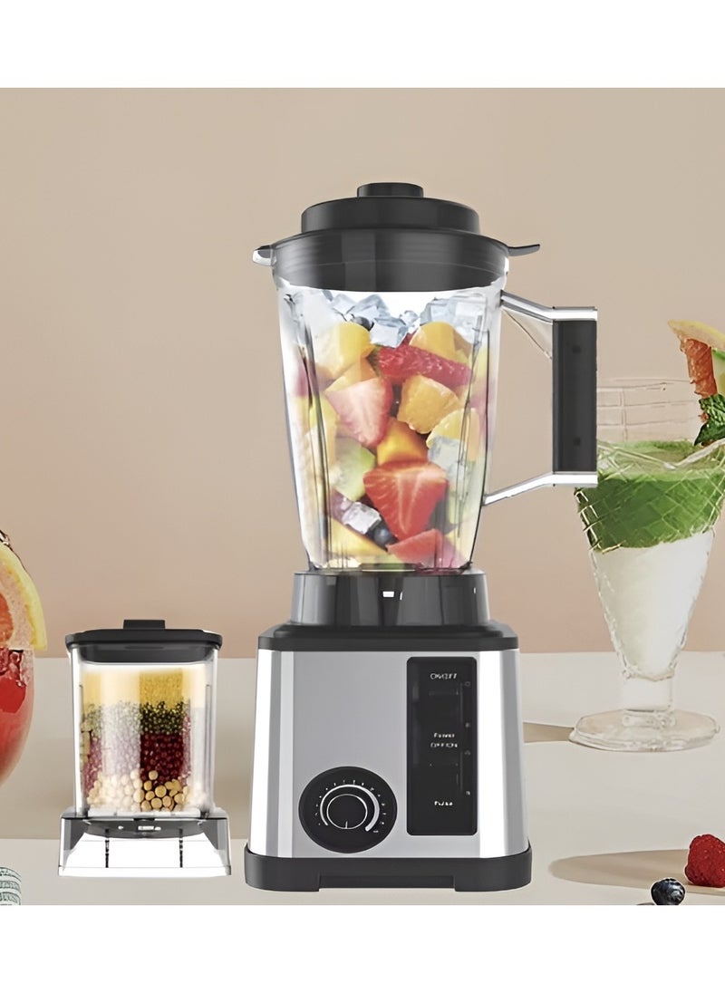 2-in-1 Multifunction Heavy-Duty Blender with Spice Grinding Jug - Stainless Steel Blades, 15 Speeds + Pulse, Glass & Plastic Jugs, Wet & Dry Grinding, Mixing, and Fine Blending for Kitchen Versatility