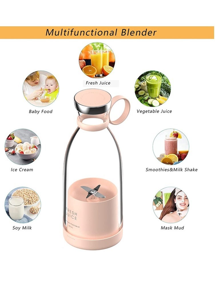 USB Electric Safety Juicer Cup Fruit Juice mixer Mini Portable Rechargeable Mixing Crush Ice Blender Mixer 350ml Water Bottle