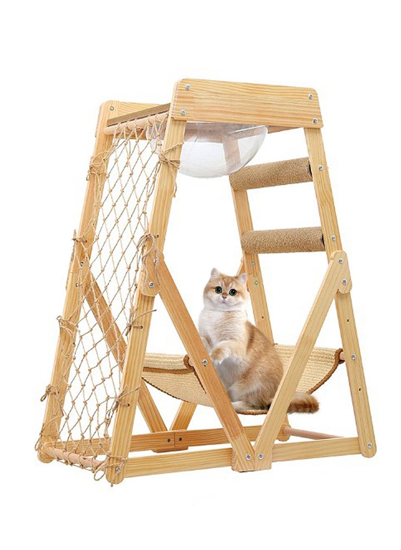 Large Climbing Net Cat Climbing Frame Wooden Cat Nest Jumping Platform Cat Rack Multi-Cat Applicable To Play And Sleep