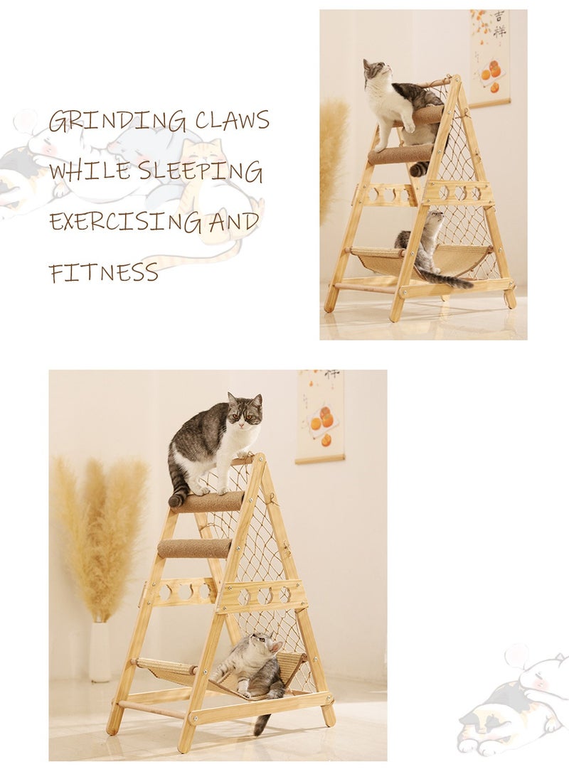 Large Climbing Net Cat Climbing Frame Wooden Cat Nest Jumping Platform Cat Rack Multi-Cat Applicable To Play And Sleep