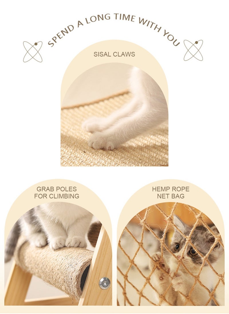 Large Climbing Net Cat Climbing Frame Wooden Cat Nest Jumping Platform Cat Rack Multi-Cat Applicable To Play And Sleep