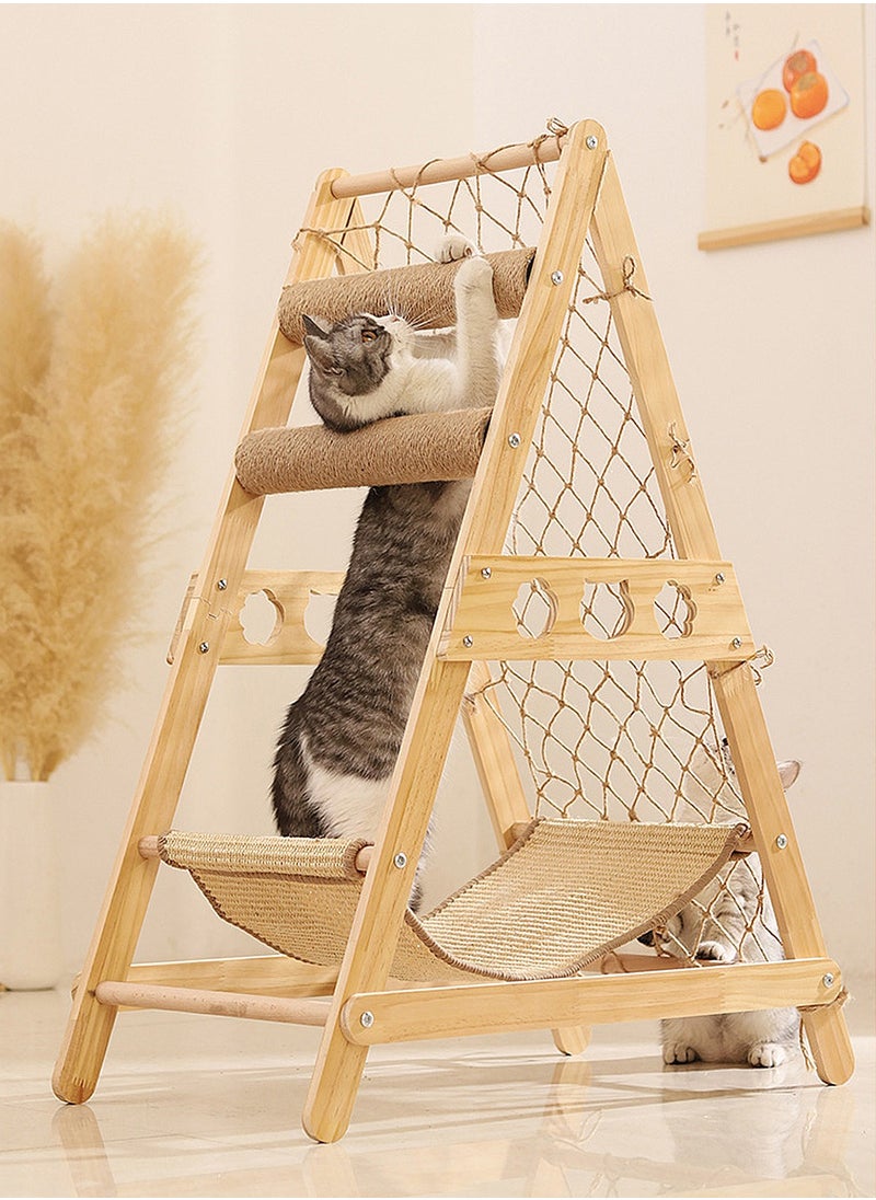 Large Climbing Net Cat Climbing Frame Wooden Cat Nest Jumping Platform Cat Rack Multi-Cat Applicable To Play And Sleep