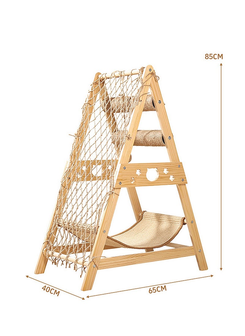 Large Climbing Net Cat Climbing Frame Wooden Cat Nest Jumping Platform Cat Rack Multi-Cat Applicable To Play And Sleep