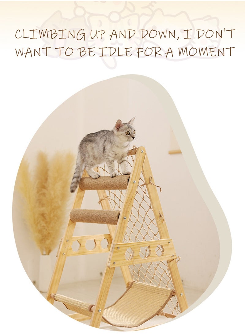 Large Climbing Net Cat Climbing Frame Wooden Cat Nest Jumping Platform Cat Rack Multi-Cat Applicable To Play And Sleep
