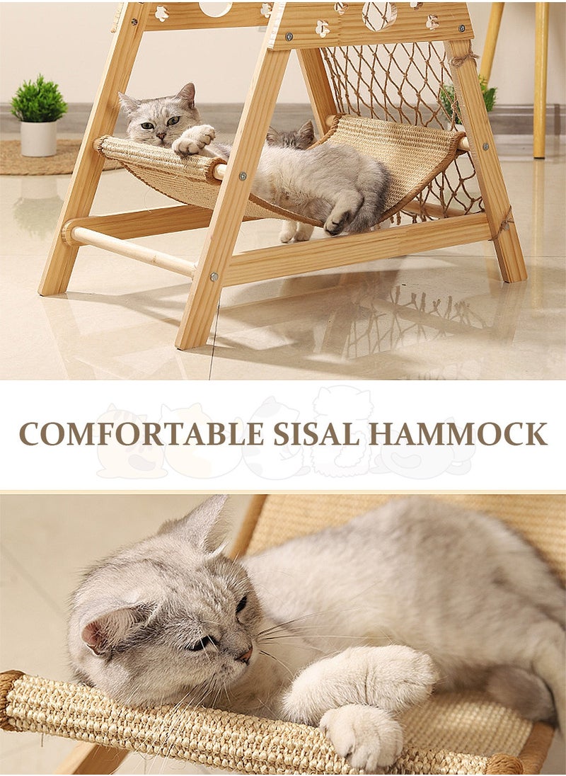 Large Climbing Net Cat Climbing Frame Wooden Cat Nest Jumping Platform Cat Rack Multi-Cat Applicable To Play And Sleep