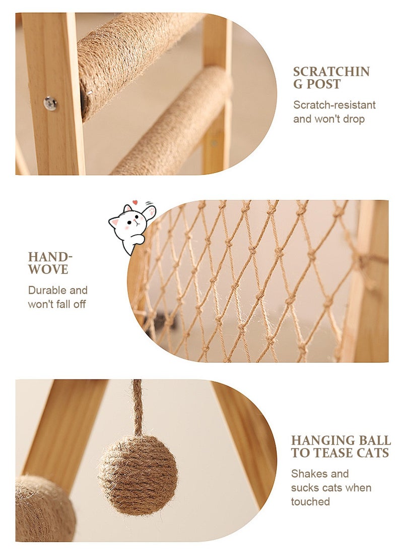 Large Climbing Net Cat Climbing Frame Wooden Cat Nest Jumping Platform Cat Rack Multi-Cat Applicable To Play And Sleep