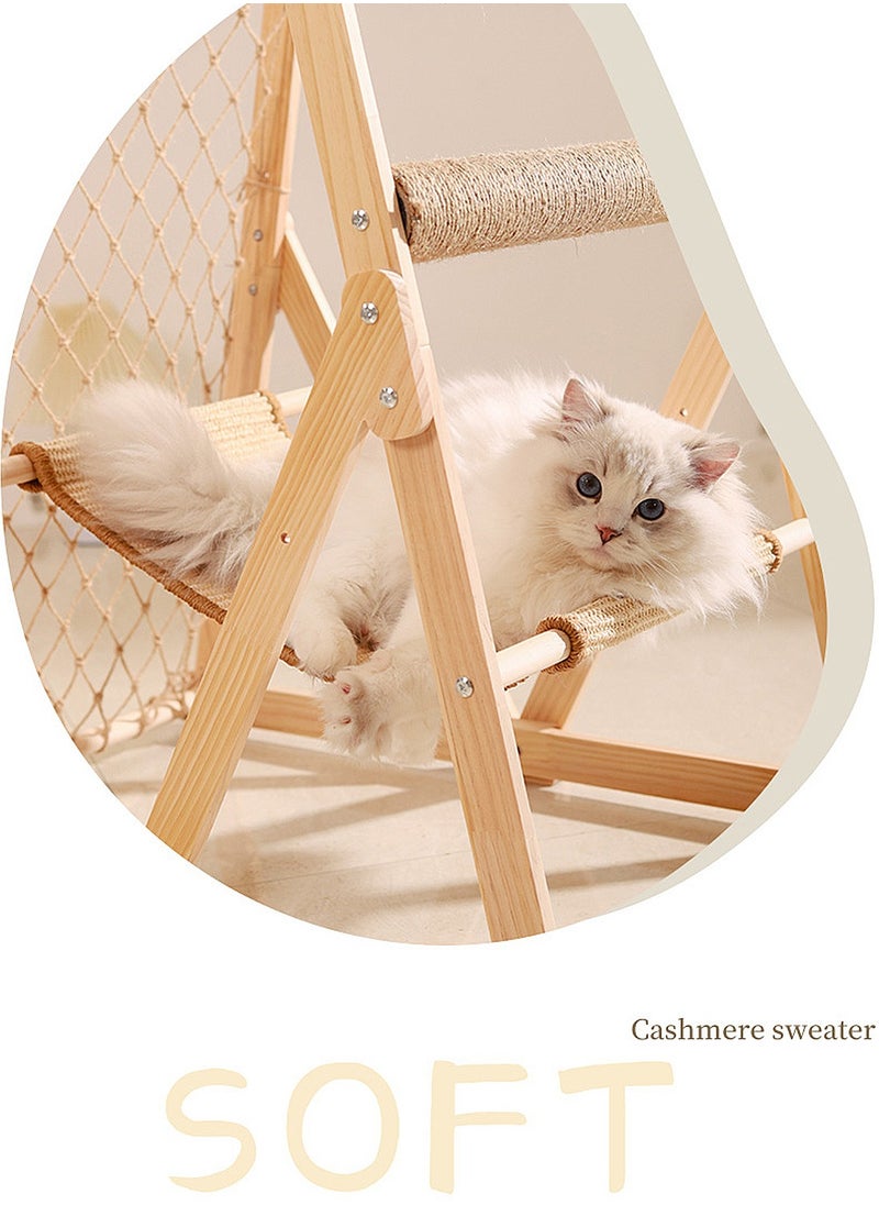 Large Climbing Net Cat Climbing Frame Wooden Cat Nest Jumping Platform Cat Rack Multi-Cat Applicable To Play And Sleep
