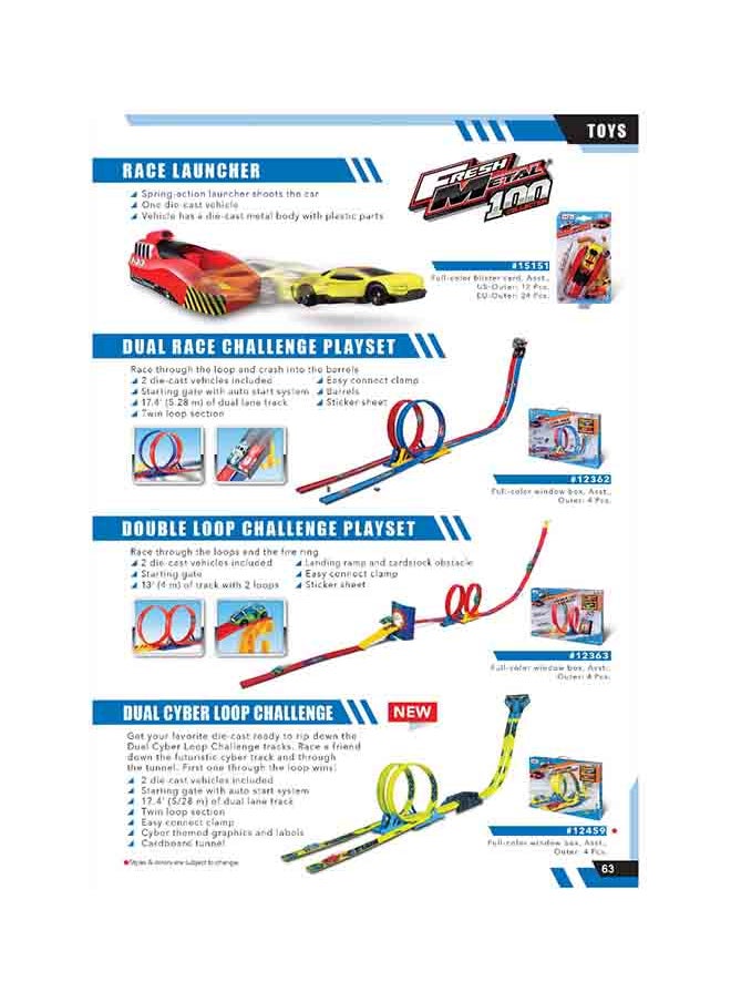 Fresh Metal 100 Cyber Dual Race Challenge Action Toy for Kids Aged 5 + with Toy Car Track Set, Track Builder Playset & Accessories