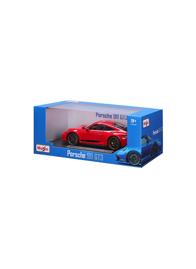 1:18 Pe 2022 Porsche 911 Gt3 Red W Stripes Officially Licensed Scaled Replicas of Collectible Diecast Metal Models with Exquisite Interior & Exterior Detailing for All Ages