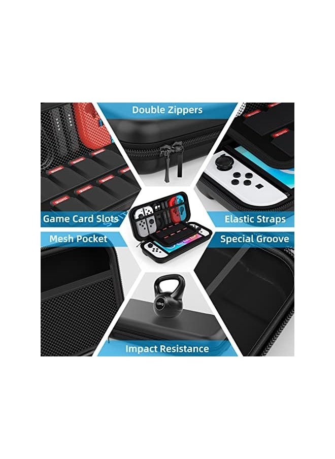 Case Compatible with Nintendo Switch OLED Model, 9 in 1 Accessories Kit for 2021 Nintendo Switch OLED Model with Dockable Protective Case Cover, HD Switch Screen Protector and Thumb Grip Caps