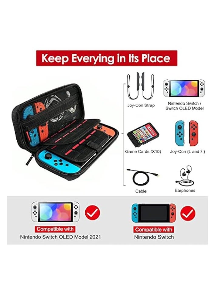 Nintendo Switch Game Case, Ninetendo Switch Oled Case with 20 Card Slots, Game Traveler Nintendo Switch Case, Protective Hard Portable Adjustable Travel Carring Switch Case Nintendo Switch Accessories