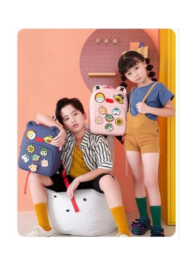 Student Bag Girls Boys Satchel Bags Gift Backpack Colorful Rubber Waterproof for Kids pink
