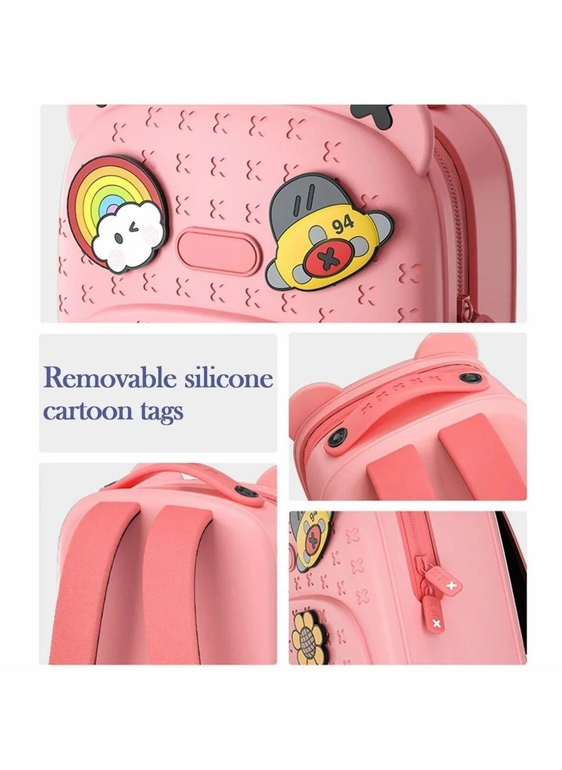 Student Bag Girls Boys Satchel Bags Gift Backpack Colorful Rubber Waterproof for Kids pink