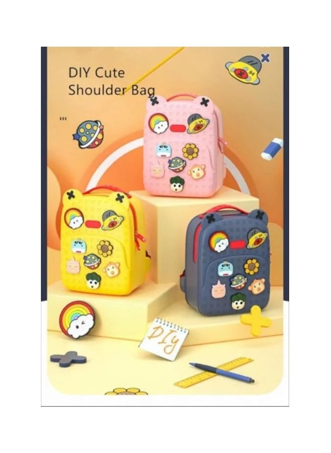 Student Bag Girls Boys Satchel Bags Gift Backpack Colorful Rubber Waterproof for Kids pink