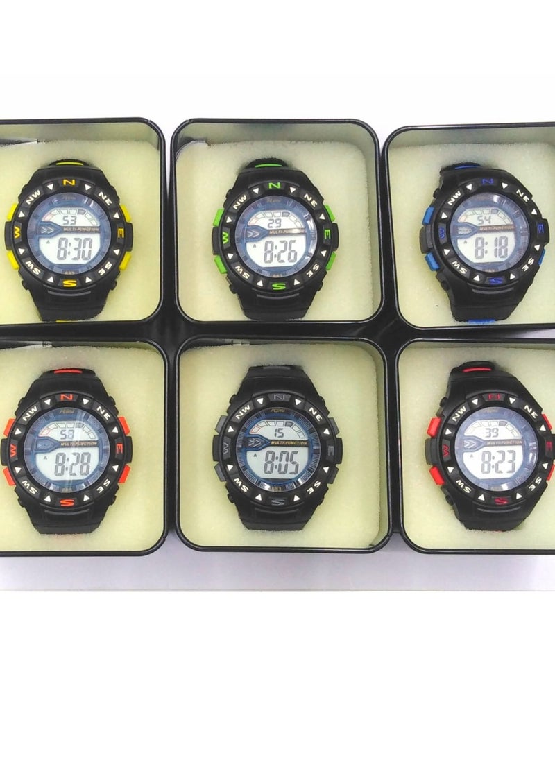 Children Digital Sports Watches, Water Resistant,Set of 12