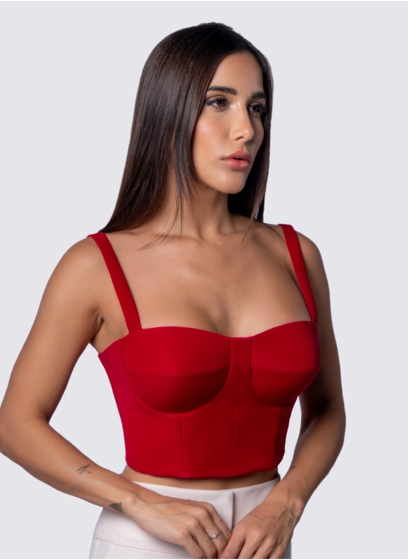 Red Corset Crop Top