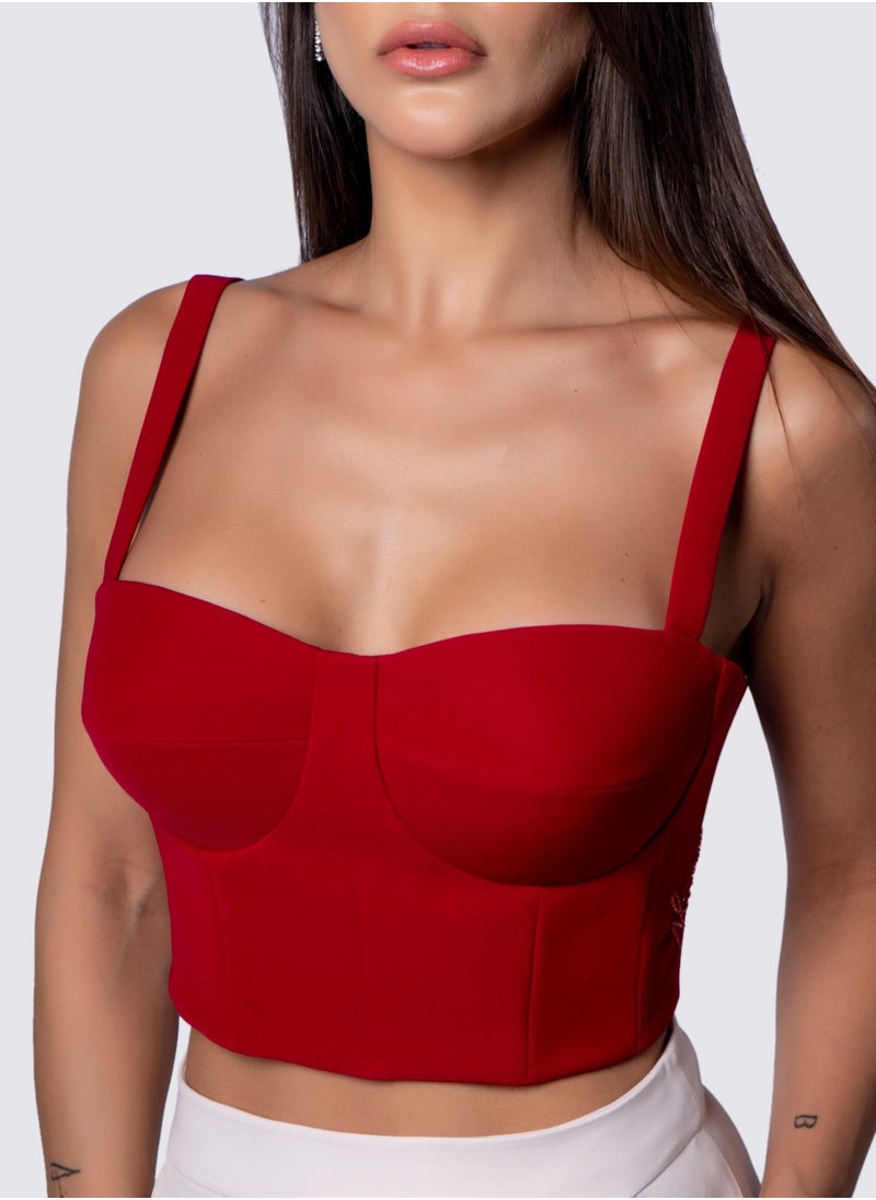 Red Corset Crop Top