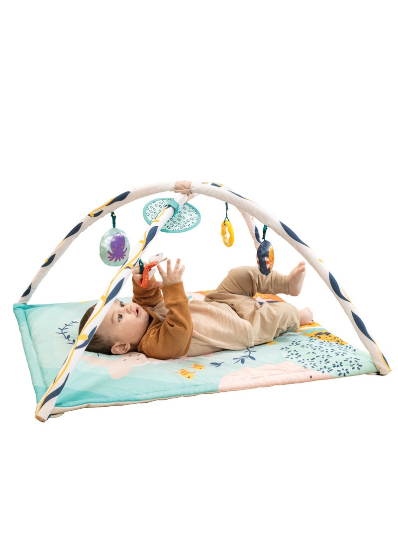 Underwater Wonders 3-in-1 Activity Gym With Five Delightful Sea-Themed Toys Including A Peek-a-Boo Mirror 3-Ways to Play - Lay And Play Tummy Time Play And Sit And Play Sea