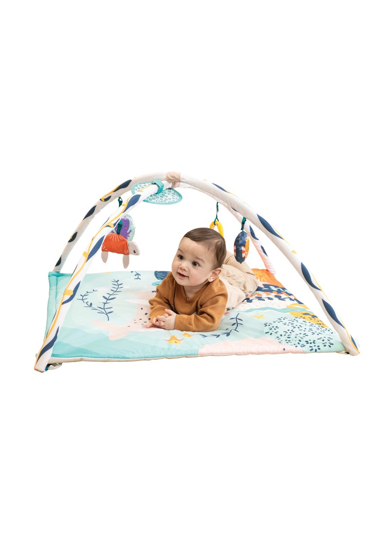 Underwater Wonders 3-in-1 Activity Gym With Five Delightful Sea-Themed Toys Including A Peek-a-Boo Mirror 3-Ways to Play - Lay And Play Tummy Time Play And Sit And Play Sea