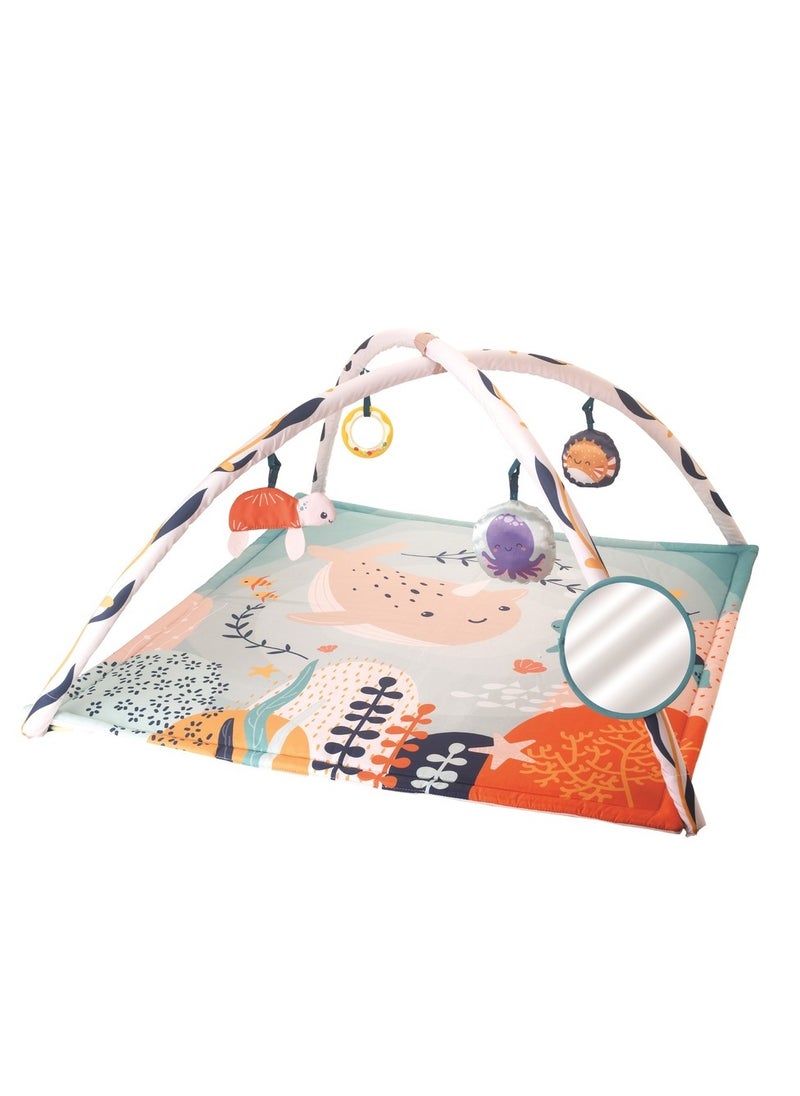 Underwater Wonders 3-in-1 Activity Gym With Five Delightful Sea-Themed Toys Including A Peek-a-Boo Mirror 3-Ways to Play - Lay And Play Tummy Time Play And Sit And Play Sea