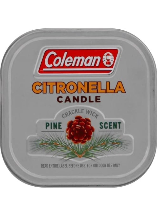 Pine Scented Citronella Candle With Wooden Crackle Wick - 6 Oz Tin