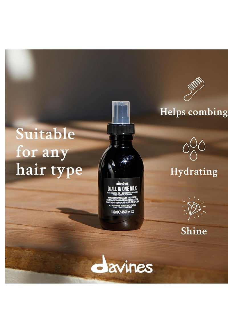 Davines OI All in One Milk | Hair Milk Spray | Powerful Hair Detangler + Hydrating Leave-In Treatment | Smoothes Frizzy Hair