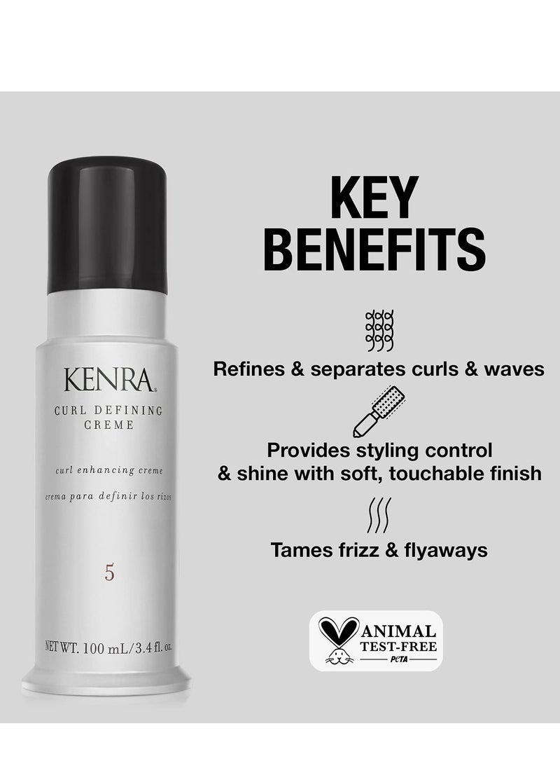 Kenra Curl Defining Crème 5 | Texture Enhancing Styler | Tames Frizz & Flyaways | Refines and Seperates Curls & Waves | Helps Resist Humidity | Medium To Coarse Hair