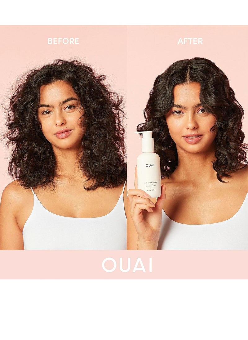 OUAI Anti Frizz Cream - Moisturizing Hair Cream with Frizz Control & Heat Protection - Provides Lasting Hydration with Jackfruit & Beetroot Extract - Paraben, Phthalate & Sulfate Free (6 oz)