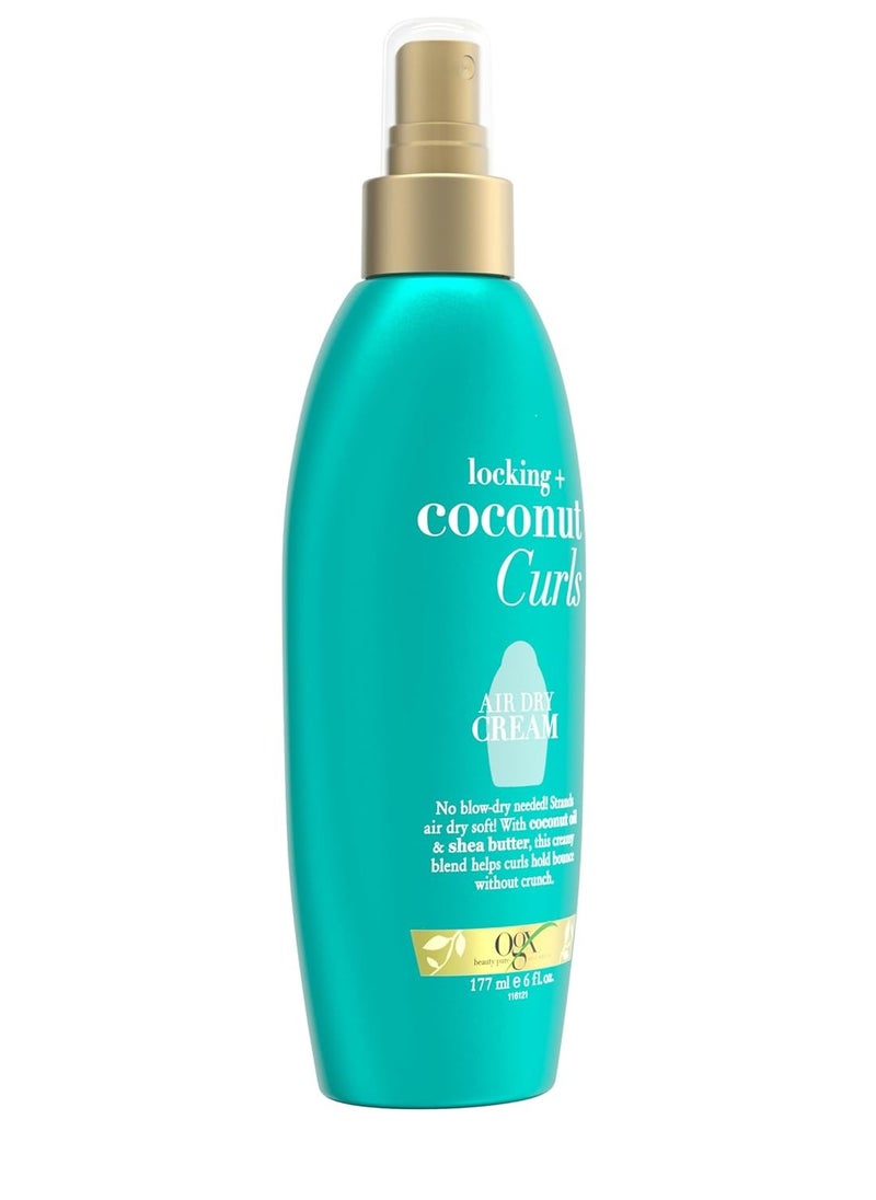OGX Locking + Coconut Curls Air Dry Cream, No Parabens, 6 oz