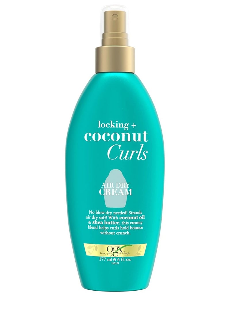 OGX Locking + Coconut Curls Air Dry Cream, No Parabens, 6 oz