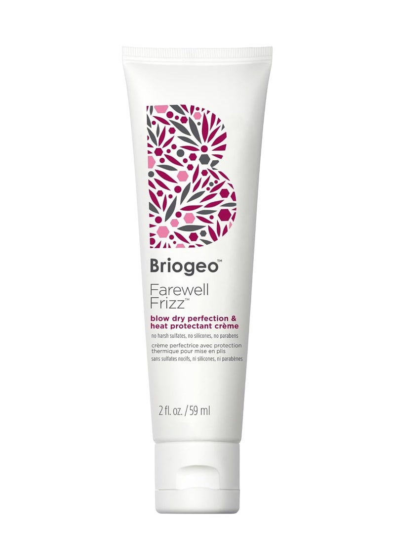 Briogeo Farewell Frizz Blow Dry Perfection & Heat Protectant Crème, Anti Frizz Hair Cream with Argan Oil for Styling, Silicone-free, Heat Protectant, Smooths Hair, Vegan, Cruelty-Free