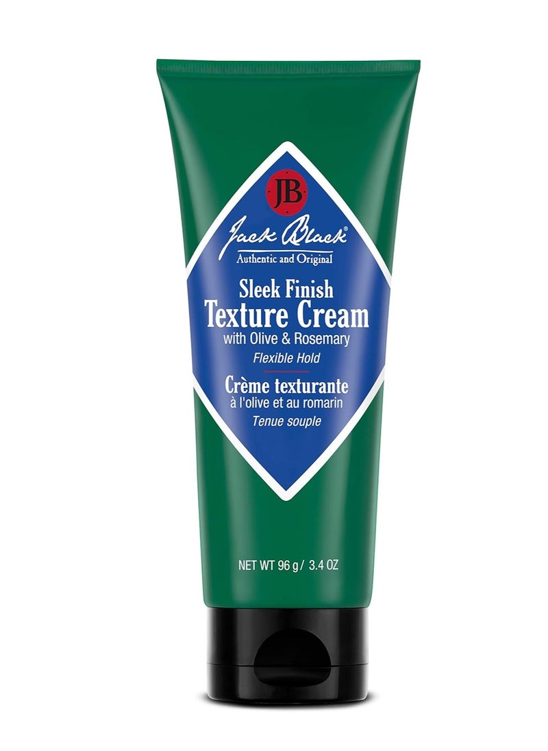 Jack Black Sleek Finish Texture Cream, 3.4 Oz. – Hair Styling Cream for Men & Women, Hair Texturizer for Dry to Normal Coarse, Thick, or Wavy Hair, Fragrance-Free Hair Lotion, Hair Product