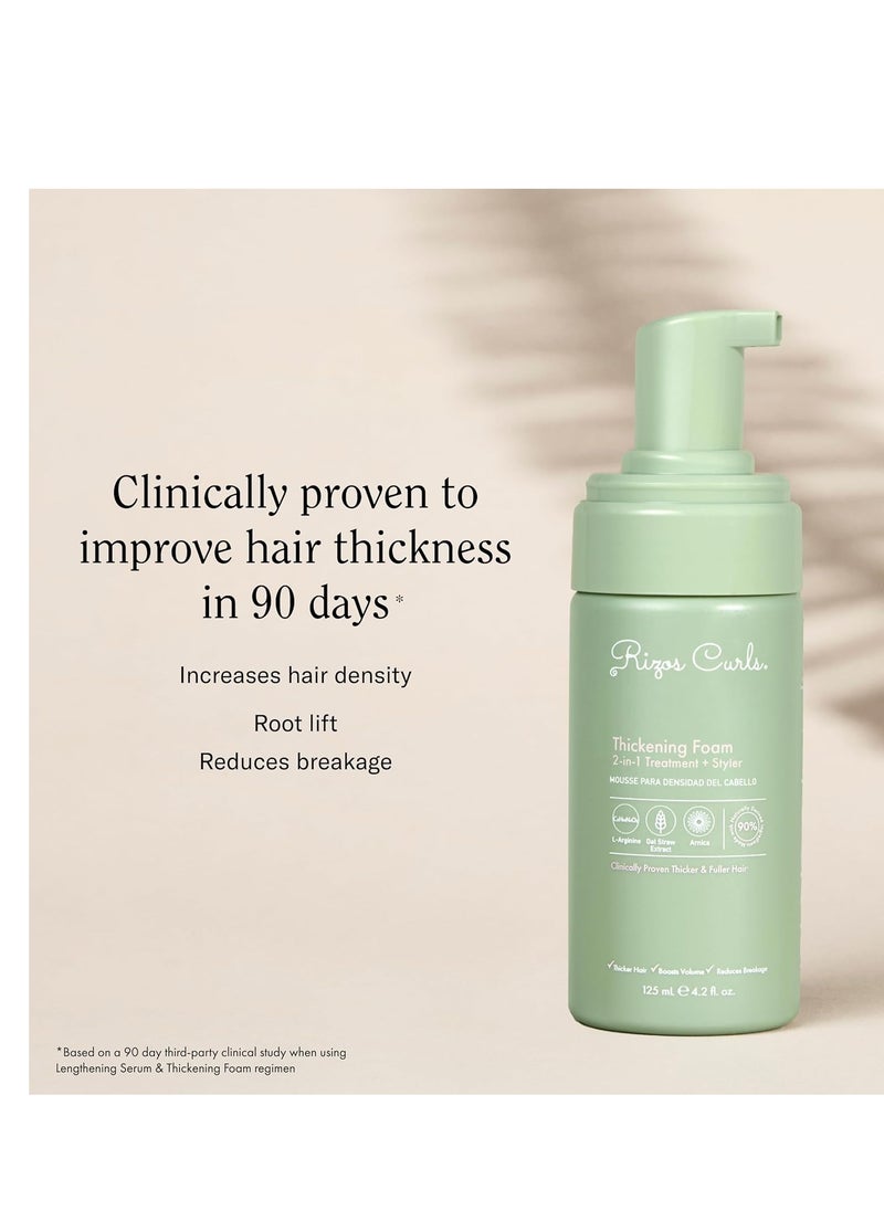 Rizos Curls Thickening Foam 2-in-1 Treatment + Styler, Improve Hair Thickness, Reduces Breakage, Boosts Volume At Roots & Improves Hair Health, 4.2 oz