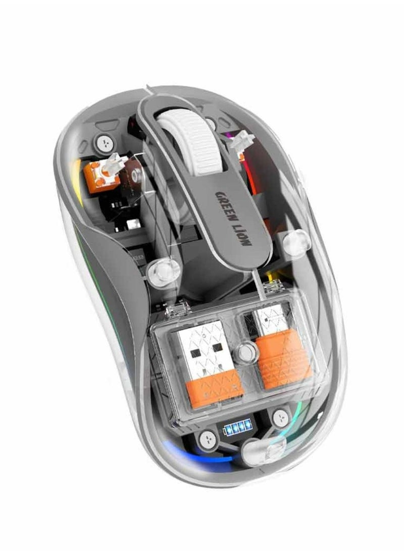 Wireless Turtle Mouse 2400DPI | Connect 3 Devices,10m Range, 2.4GHz USB-A/Type-C+BT1+BT2 Attend Mode, 3 Milion Times Clicking Life, 800-2400 Optical Resolution - Gray