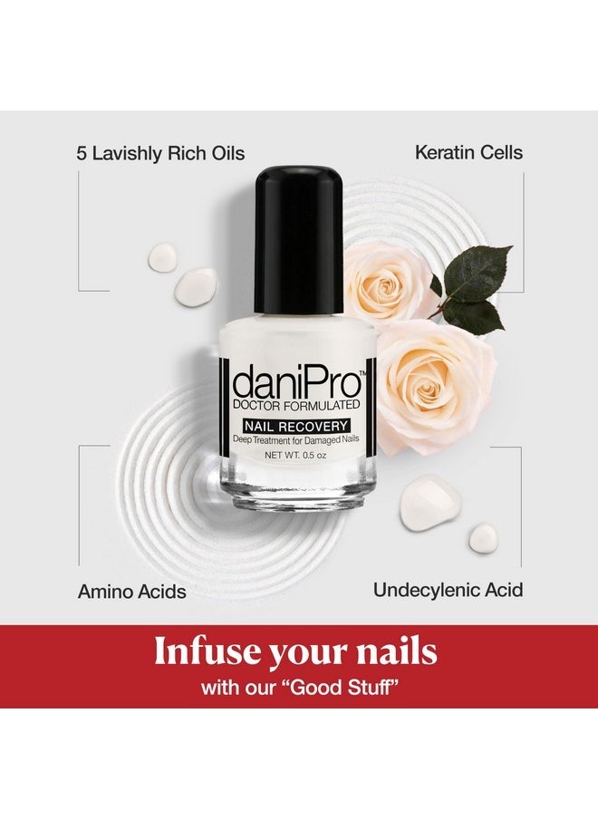 Doctor-Formulated Nail Recovery, 0.5 Oz - Nail Strengthener Base Coat With Undecylenic Acid, Biotin & Vitamins - Nearly Invisible Satin Finish Base Coat - Nail Hardener For Damaged Nails