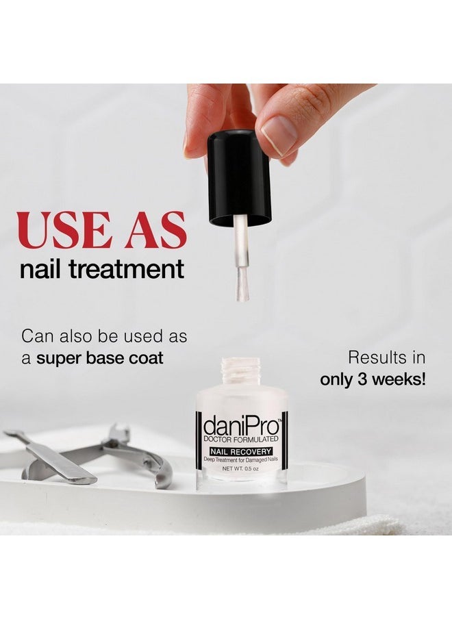 Doctor-Formulated Nail Recovery, 0.5 Oz - Nail Strengthener Base Coat With Undecylenic Acid, Biotin & Vitamins - Nearly Invisible Satin Finish Base Coat - Nail Hardener For Damaged Nails