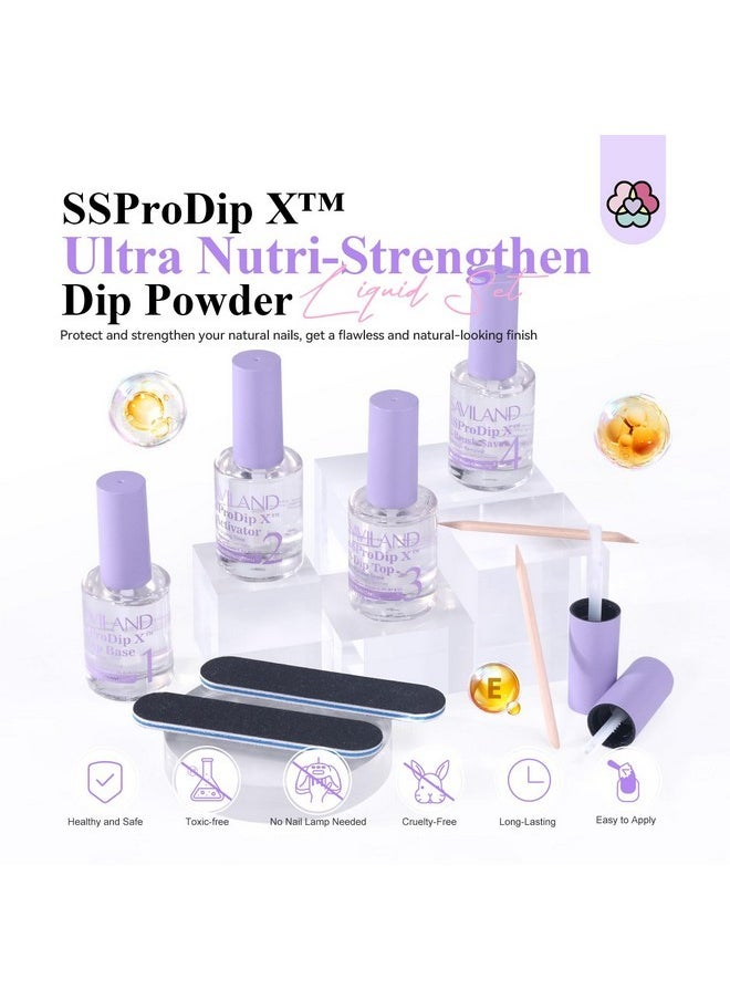 Dip Powder Liquid Set: 15 Ml Nail Dip Liquid Set Rich In Castor Oil Ve Vb5 Vb7 Vd2 Dip Powder Base & Top Activator Brush Saver Dip Nail Liquid Set Strengthen Nail For Home Nail Diy Salon