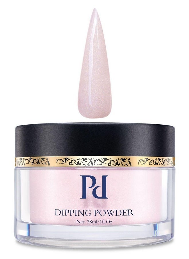 Prettydiva Nude Pink Dip Powder - Feelin' Playful Collection Single Color Nude Pink Shimmer Dip Nail Powder For French Manicure, 1Oz Sparkly Bling Light Pink Shimmer Fall Glitter Dip Powder