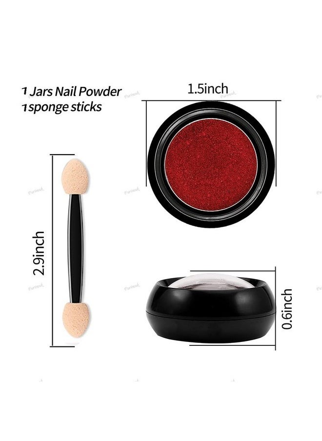 Red Chrome Nail Powder Mirror Effect Aurora Magic Metallic Glitter For Nails Art Design 3D Holographic Red Pigment Dust Decorations