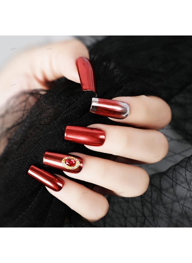 Red Chrome Nail Powder Mirror Effect Aurora Magic Metallic Glitter For Nails Art Design 3D Holographic Red Pigment Dust Decorations