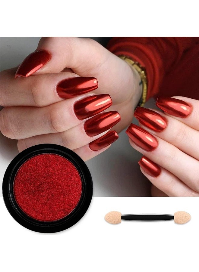 Red Chrome Nail Powder Mirror Effect Aurora Magic Metallic Glitter For Nails Art Design 3D Holographic Red Pigment Dust Decorations