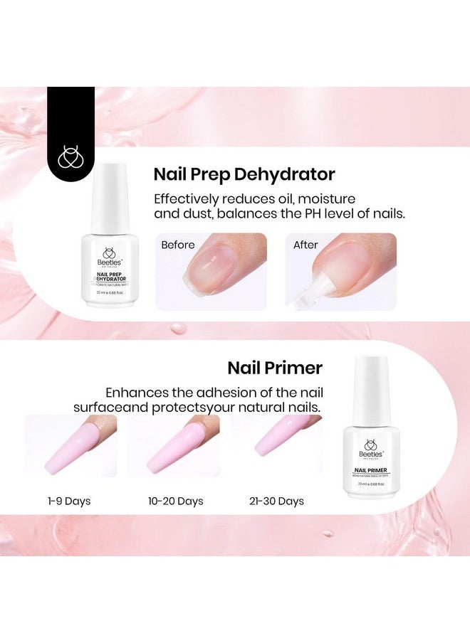 Beetles Nail Dehydrator And Primer Nail Care Tool Kit 20Ml Large Capacity Acid-Free & Hema-Free Nail Prep Dehydrate Bond Primer With Manicure Tools For Acrylic Nail Dehydrator Professional Salons Set