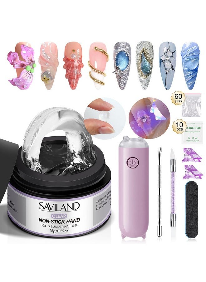 Pro-Hard Solid Builder Nail Gel For Nails: 2024 Ultra-Strength | Non-Sticky | Clear 3D Nail Gel With U V Lamp For 3D Nail Carving Emboss & Fast Extension Professional Use Salon