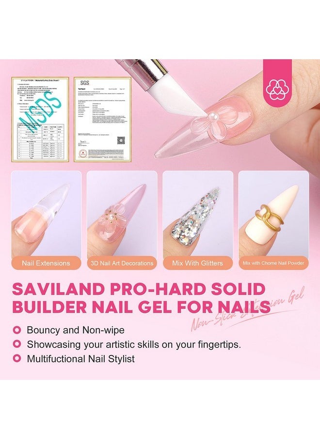 Pro-Hard Solid Builder Nail Gel For Nails: 2024 Ultra-Strength | Non-Sticky | Clear 3D Nail Gel With U V Lamp For 3D Nail Carving Emboss & Fast Extension Professional Use Salon