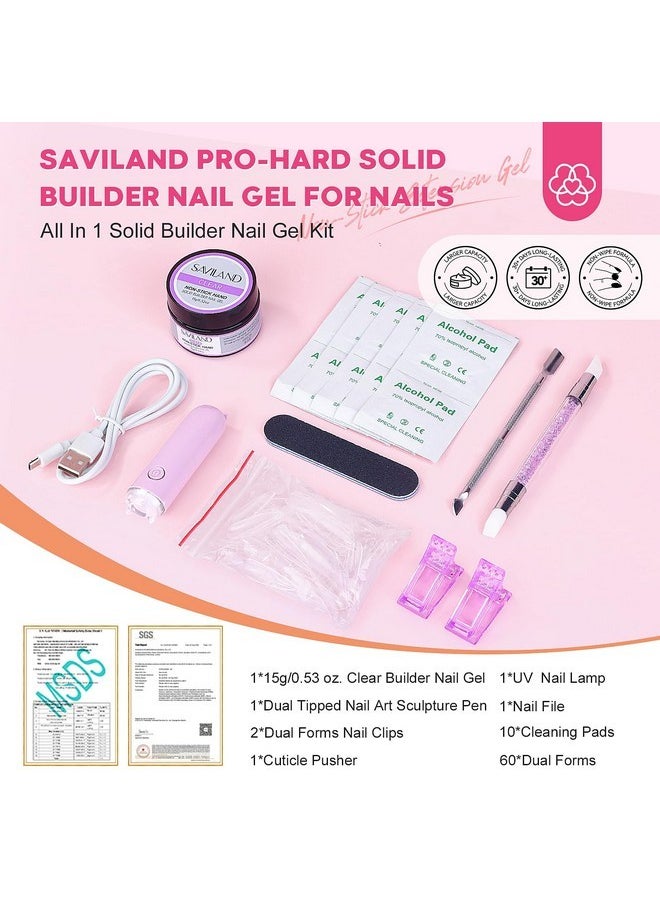 Pro-Hard Solid Builder Nail Gel For Nails: 2024 Ultra-Strength | Non-Sticky | Clear 3D Nail Gel With U V Lamp For 3D Nail Carving Emboss & Fast Extension Professional Use Salon