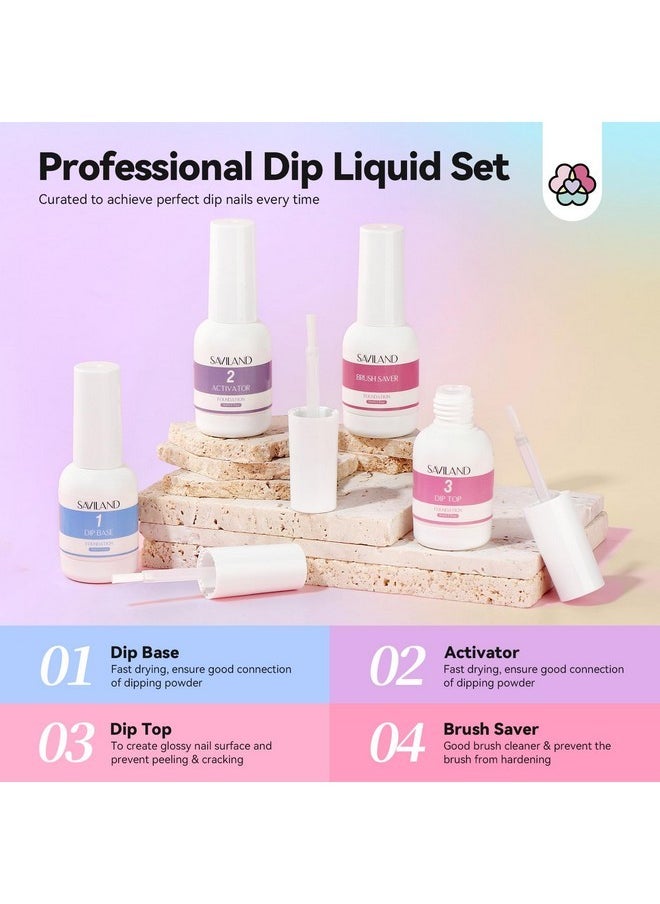 Nail Dip Powder Kit: 2024 Upgrade Keratin Pastel Pink Dip Powder 4 Pcs Dipping Powder Liquid Set Base Top Activator Brush Saver For Dip French Nails Starter Manicure Diy Salon Home 20 Colors